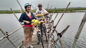 I wasn't game to ride over the Indiana Jones-style bamboo bridge. Too many gaps!